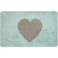 Clayre & Eef Badmat 78x48x1 cm Blauw Polyester Rechthoek Hart Blauw