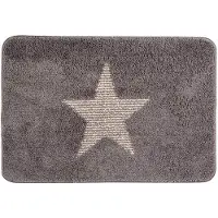 Clayre & Eef Badmat 58x38x1 cm Grijs Polyester Rechthoek Ster Grijs