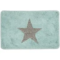 Clayre & Eef Badmat 58x38x1 cm Blauw Polyester Rechthoek Ster Blauw