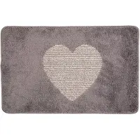 Clayre & Eef Badmat 78x48x1 cm Grijs Polyester Rechthoek Hart Grijs
