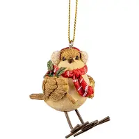 Clayre & Eef Decoratie Hanger Vogel 5x3x7 cm Bruin Kunststof Bruin