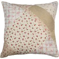 Clayre & Eef Kussenhoes 40x40 cm Groen Beige Polyester Bloemen