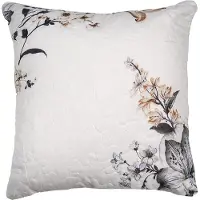 Clayre & Eef Kussenhoes 40x40 cm Wit Grijs Polyester Bloemen