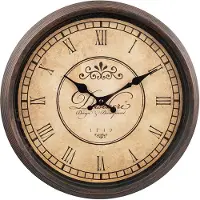 Clayre & Eef Wandklok Ø 30x4 cm Bruin Beige Kunststof Glas Muurklok Bruin Muurklok