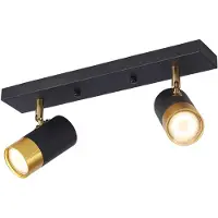 BES LED LED Plafondspot - Brinton Tronta - GU10 Fitting - 2-lichts - Kantelbaar - Rond/Rechthoek - Zwart/Goud