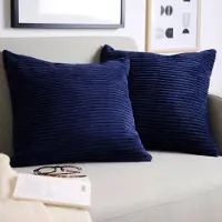 Blumtal Zachte Kussenhoes - Verstopte rits - Deco Kussen - corduroy: 40 x 40cm - Donkerblauw - Set van 2