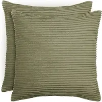 Blumtal Zachte Kussenhoes - Verstopte rits - Deco Kussen - corduroy: 60 x 60cm - Olijfgroen - Set van 2