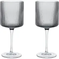Ferm Living Rode Wijnglas Ripple Smoked Grey 325 ml (Set van 2)