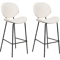 Beliani LUANA - Barkruk set van 2 - Wit - Bouclé