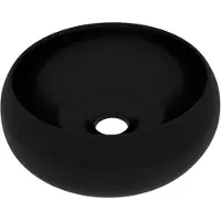 vidaXL Wastafel rond 40x15 cm keramiek matzwart