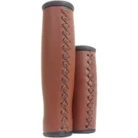 Edge De city handvatten - kunstleren fiets handvatten, 135/92mm, donkerbruin