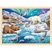 Gollnest & Kiesel Puzzel - Dieren Arctische Oceaan - 96 stukjes - 40x30x0,8cm - Hout - 3+