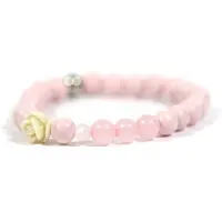 Heaven Eleven KIDS - meisjes - armband - edelsteen - hout - rozequartz - 6mm - 14cm