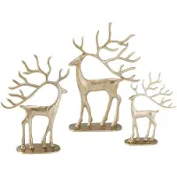 Gilde Boltze - Set van 3 - Herten - Rendieren - Goud - Metaal - Kerst - 24,31 en 39cm hoog