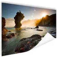 MuchoWow Zonsopgang strand Nieuw-Zeeland Poster 120x80 cm - Foto print op Poster (wanddecoratie)