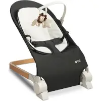 Caretero Pine Baby Bouncer Zwart - Wipstoel - Babystoel Voor Aan Tafel - Baby Stoeltje Zitten Voor Thuis - Verstelbare Babyrelax - Baby Rocker