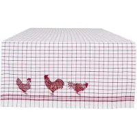 Clayre & Eef tafelloper 50x140 - wit, rood - katoen, 100% katoen