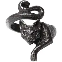 Alchemy Gothic - Gothic Ring - Le Chat Noir Ring - voor Vrouwen - zwart - Maat XXS-XS