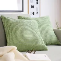 Blumtal Zachte Kussenhoes - Verstopte rits - Deco Kussen - Corduroy: 45 x 45cm - Saliegroen - Set van 2