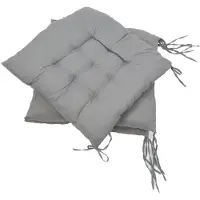 Intirilife 4x stoelkussens met strikbanden in grijs - 40 x 40 x 3 cm - zitkussens voor thuis, kantoor, auto, bank