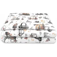 Zavelo Dekbedset met Print Cars Grijs 135x100 cm + Kussen 40x60 cm