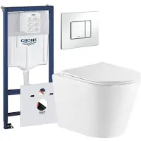 GROHE QeramiQ Dely Toiletset - inbouwreservoir - chrome bedieningsplaat - toilet - zitting - glans wit 0729243/0729205/sw543431/