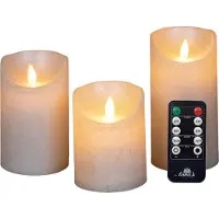 Anna's Collection LED Stompkaars Rustiek Parel D 7,5 H 10 / 12,5 / 15 Cm 3 Stuks