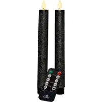 Anna's Collection Led dinerkaars 23 cm | Antraciet | Bewegende vlam | 2 stuks