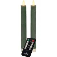 Anna's Collection Led dinerkaars 23 cm | Jade Groen | Bewegende vlam | 2 stuks