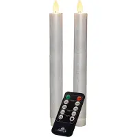 Annas collection 2Pcs Parel Rustiek Wax Diner Kaars 23Cm Bew. Vlam Met Afstands Bediening 2Xaa Anna's Collection