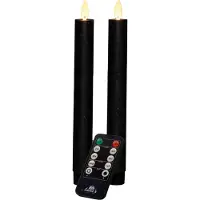 Anna's Collection Led dinerkaars 23 cm | Zwart | Bewegende vlam | 2 stuks