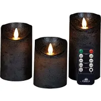 Anna's Collection Led kaars 7,5 x 10 cm, 12,5 cm, 15 cm | Antraciet | Bewegende vlam | 3 stuks