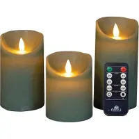 Anna's Collection Led kaars 7,5 x 10 cm, 12,5 cm, 15 cm | Jade Groen | Bewegende vlam | 3 stuks