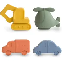 Mushie Vehicles Badspeelgoed Speelset voor Peuters | 100% Siliconen van Voedselkwaliteit | Schimmelvrij | Verpakking van 4