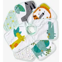 Vertbaudet Set van 7 babyslabbetjes VERTBAUDET jungleprint