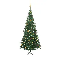 vidaXL Kunstkerstboom met verlichting en kerstballen L 240 cm groen