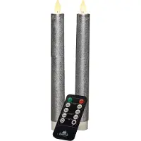 Anna's Collection Led dinerkaars 23 cm | Zilver | Bewegende vlam | 2 stuks