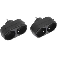 Q-Link Exin Verdeelstekker - 2 x domino met penaarde - Zwart