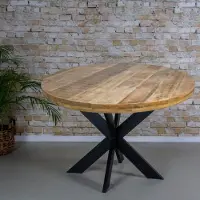 Gister&Vandaag Eettafel Ted mangohout rond | Ø120 cm tot Ø150 cm, Rond, ø120cm
