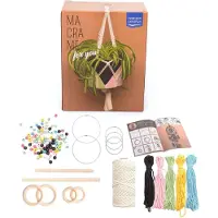 Vaessen creative - Macramé Pakket - DIY Weefset - Inclusief Macramé Touw, Kralen & Ringen