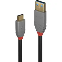 Lindy 36912 USB-kabel USB 3.2 Gen2 USB-C stekker, USB-A stekker 1.50 m Zwart, Grijs Verguld