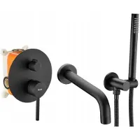 REA Lungo Black + Box - Inbouw Badmengkraan - Zwart