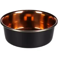 Flamingo voerbak hond – drinkbak hond – eetbak hond inox – stijlvolle antislip hondenkom – 900ml – Ø16,8 cm – Ezra zwart & koper