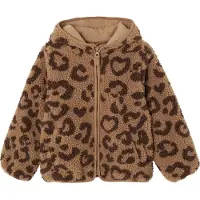 Vertbaudet Vest met luipaardprint en capuchon van sherpa meisje bruin, bedrukt