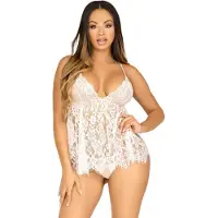 Leg avenue kanten babydoll met string wit female | Maat: L