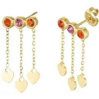 Yehwang Dazzle Hearts Oorbellen | RVS (verkleurt niet) Goud & Oranje & Roze | Snelle levering | | Beste cadeau voor haar | Kerst | Sinterklaas