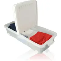 Discountershop Opbergbox 32L - Witte Deksel & Transparante Bak - 79x39x17 cm - Flexibele Deksel Sluiting - OP-320 - box - kleedkamer