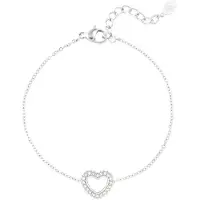 Yehwang Minimalistische armband met open hartje en diamantjes - - Armband - 16,50 + 3 cm - Stainless Steel (verkleurt niet!) - Zilver