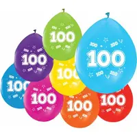 We Fiesta 24 Ballonnen 12″ 2 Zijdig bedrukt 100 jaar - Versiering Feestdecoratie Decoratie Verjaardag Jubileum Ballon Feest