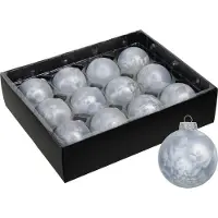 Othmar decorations Luxe kleine kerstballen - 24x st - 6 cm - wit/grijs - glas - ice finish